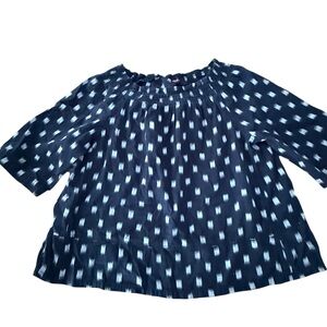 Current Elliot Navy and White Ikat Off the Shoulder Top Women’s Size 2